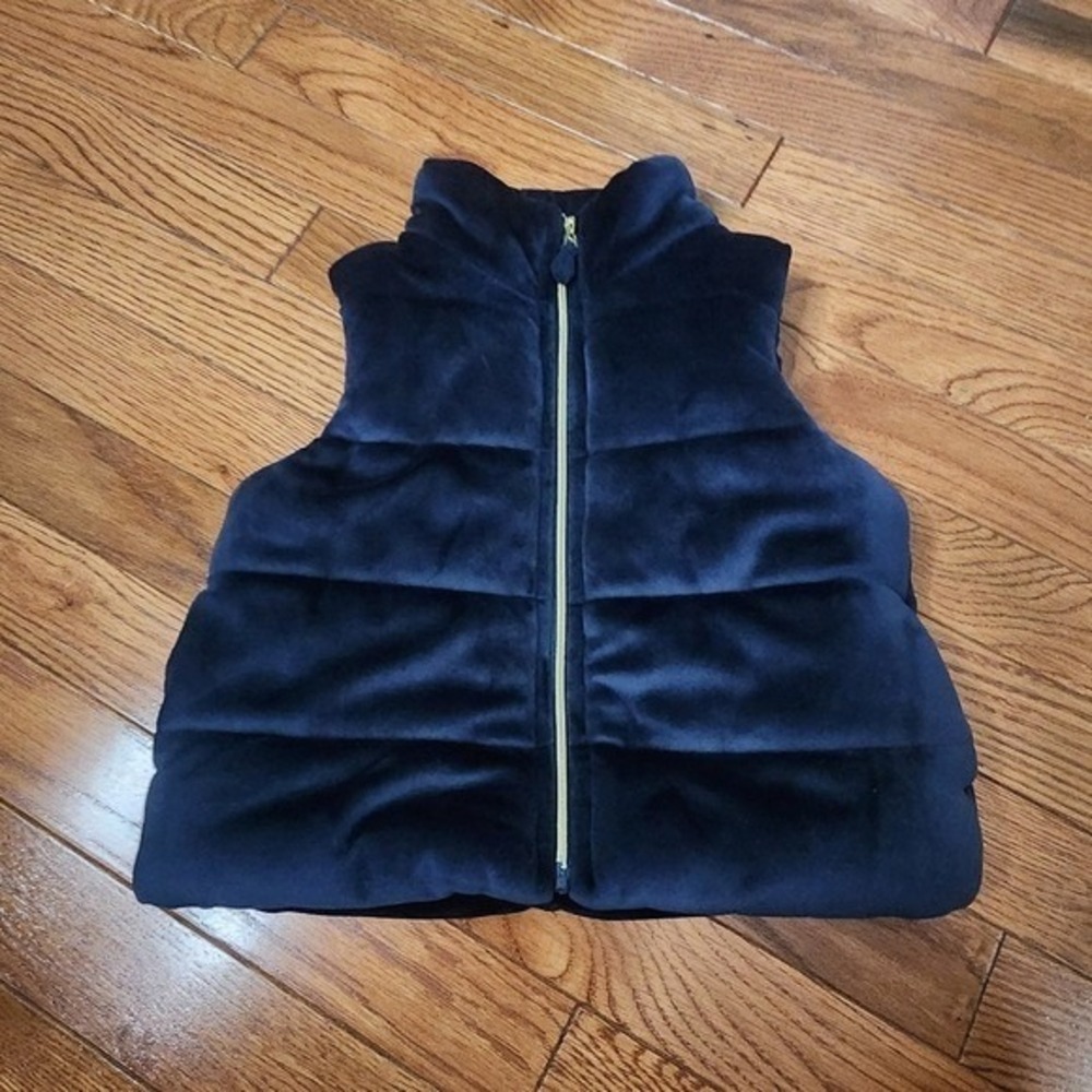 OshKosh Bgosh Kids Navy Blue Velvet Puffer Vest Zip Up‎ Quilted 2T